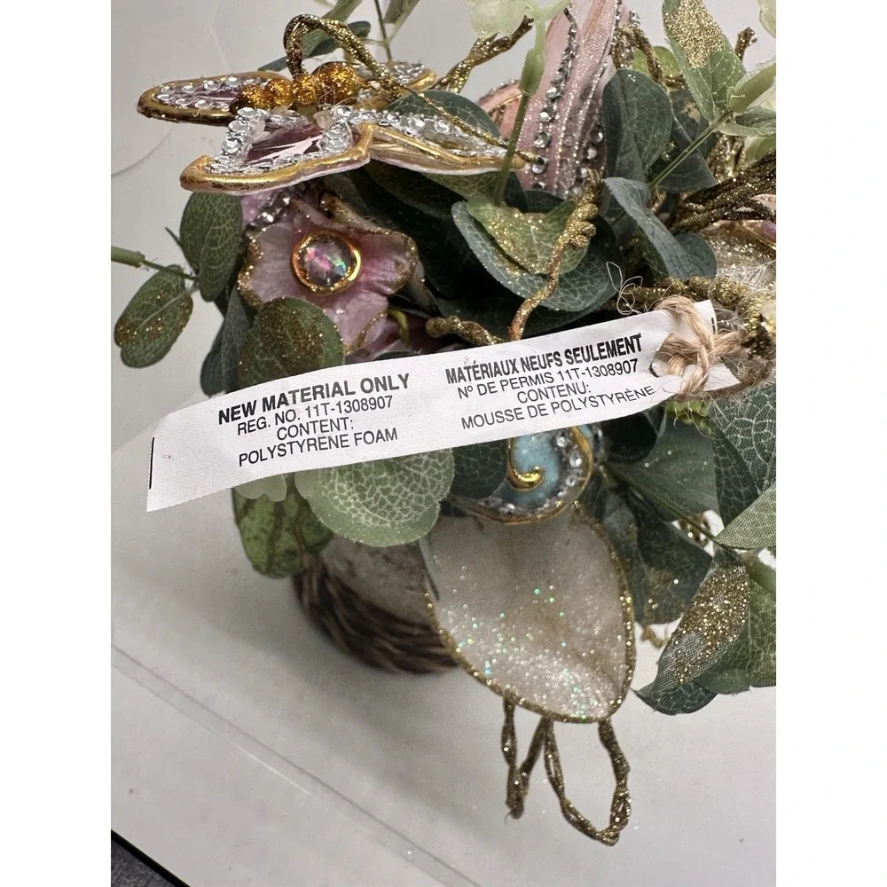 Pier 1 Capiz Easter Egg Floral Arrangement Butterfly Centerpiece‎ Decor